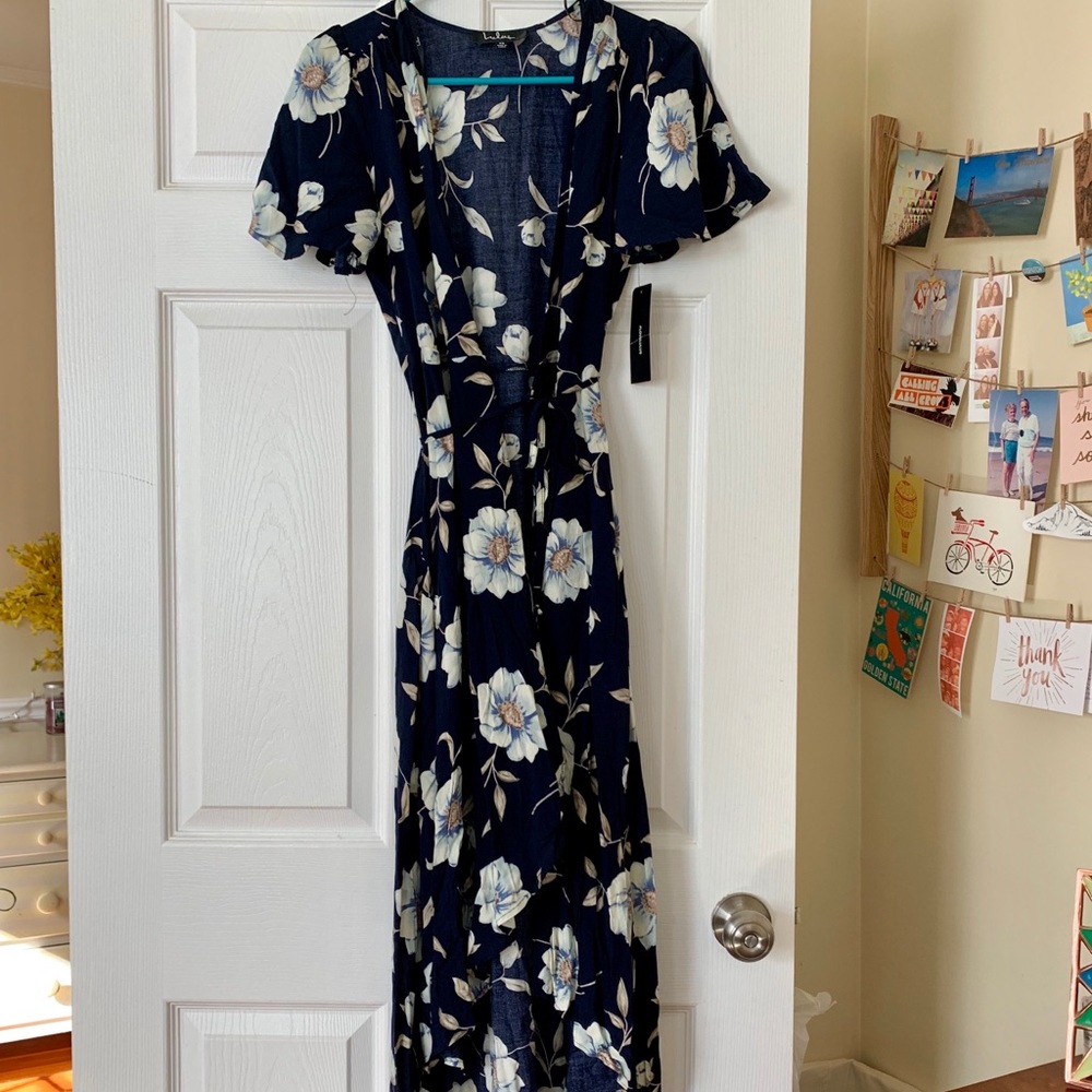 Lake Como Floral Print Maxi High-Low Wrap Dress